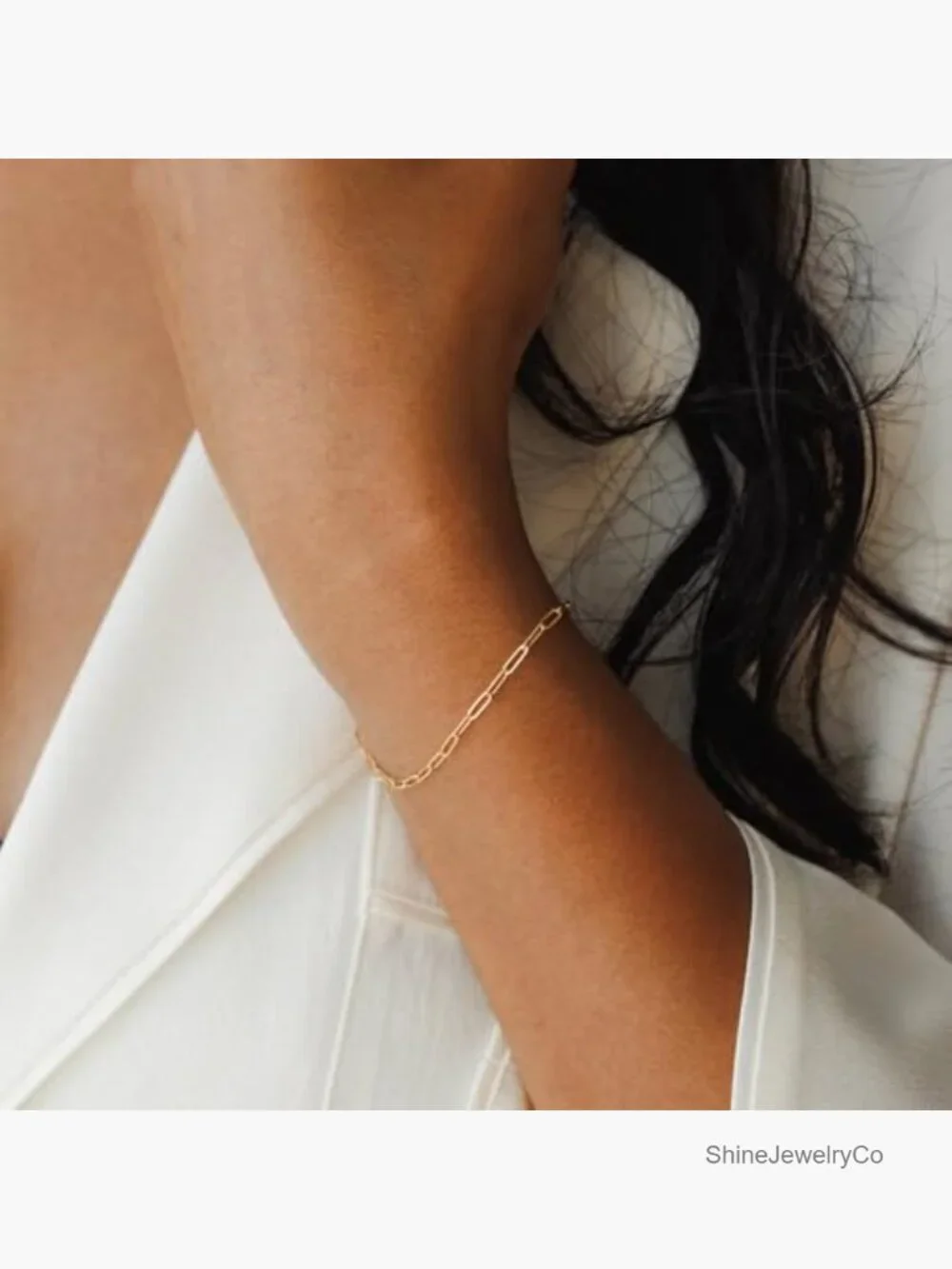 14K Gold Paperclip Link Bracelet 6-7 Inches Dainty Layering